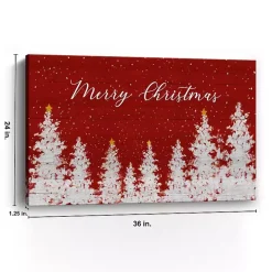 Red Merry Christmas Forest Canvas Art Print, 24x36