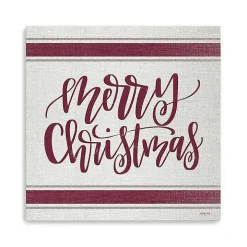 Red Merry Christmas Giclee Canvas Wall Plaque