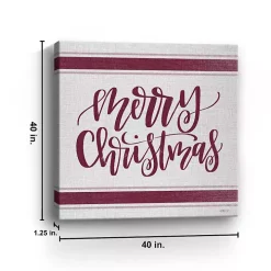 Red Merry Christmas Giclee Canvas Wall Plaque