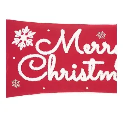 Red Merry Christmas Snowflakes Lumbar Pillow