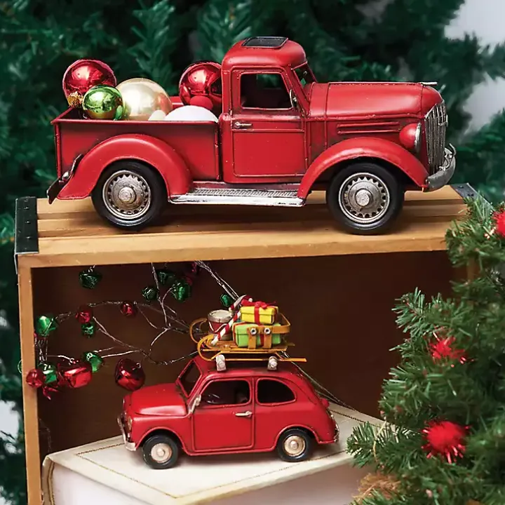 Red Metal Vintage Truck Figurine