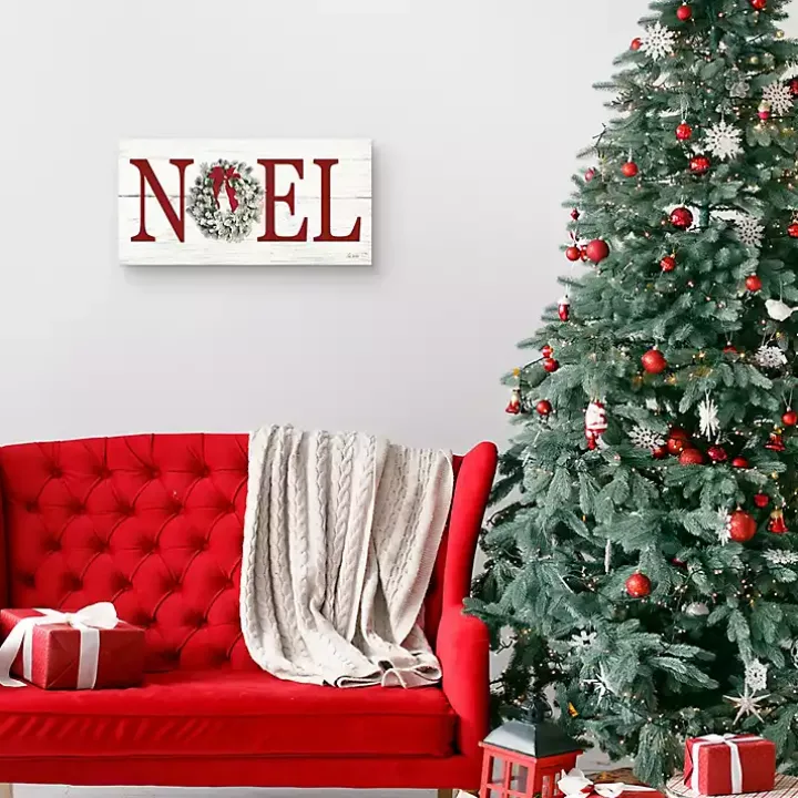 Red Noel Wreath Canvas Art Print