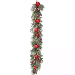 Red Ornament Frost Pine Waterproof Garland