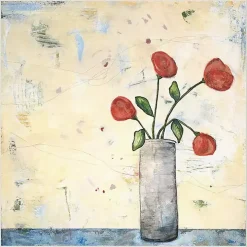 Red Picked Flowers Framed Canvas Art Print