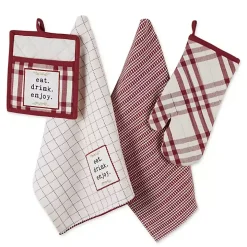 Red Plaid Eat Drink Enjoy 4-pc. Dish Towel Set
