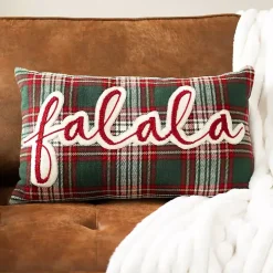 Red Plaid Fa La La Christmas Pillow