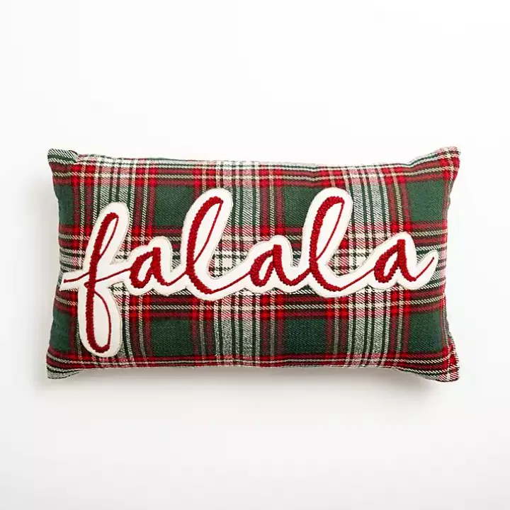 Red Plaid Fa La La Christmas Pillow