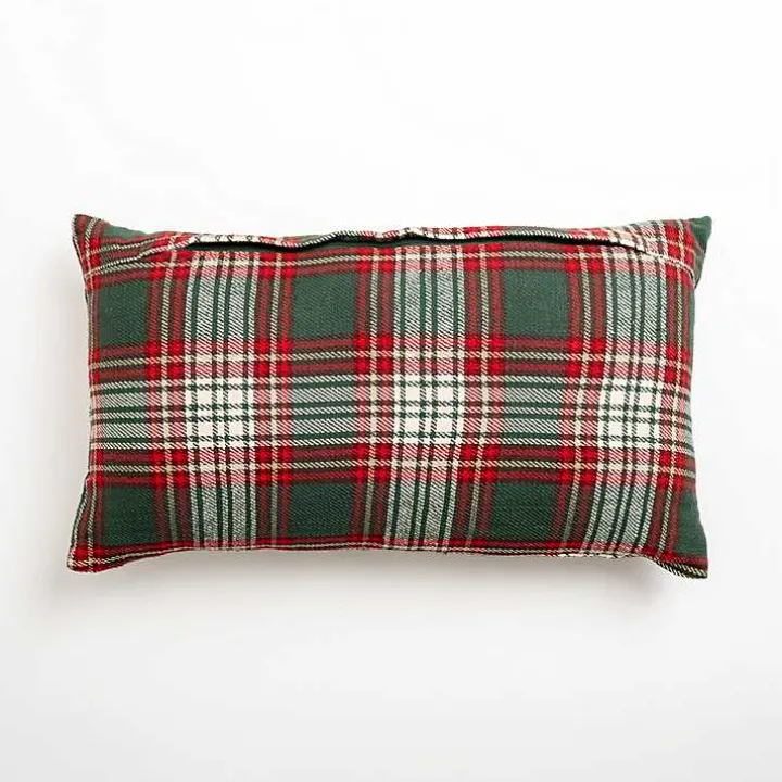 Red Plaid Fa La La Christmas Pillow