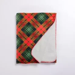 Red Plaid Sherpa Christmas Throw