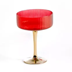 Red Ripple Gold Base Coupe Glass