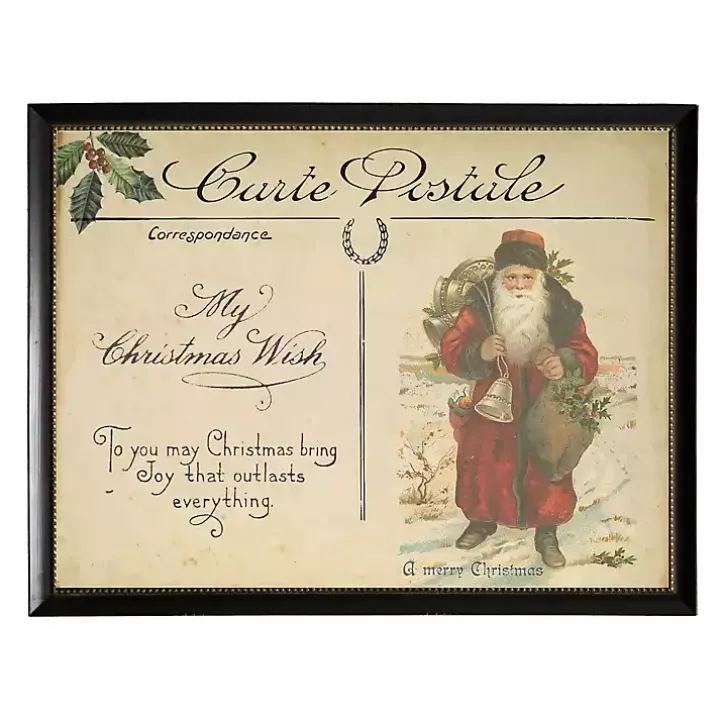 Red Santa Post Card Christmas Art Print