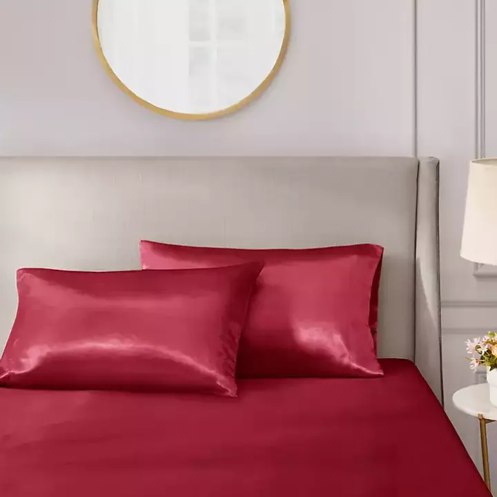 Red Satin Standard 2-pc. Pillow Case Set