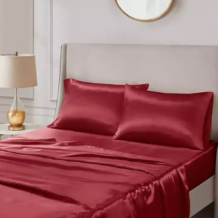 Red Satin Standard 2-pc. Pillow Case Set