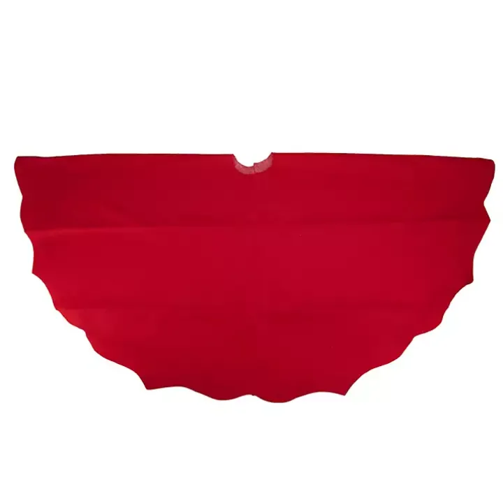 Red Scalloped Edge Christmas Tree Skirt