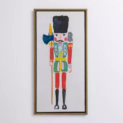 Red Sketched Nutcracker Framed Canvas Art Print