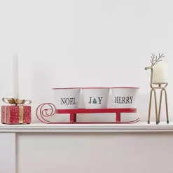 Red Sleigh Holding Buckets Figurine