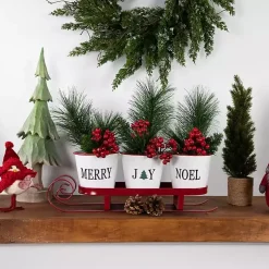 Red Sleigh Holding Buckets Figurine