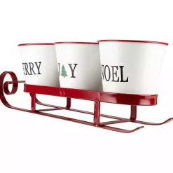 Red Sleigh Holding Buckets Figurine