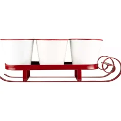 Red Sleigh Holding Buckets Figurine