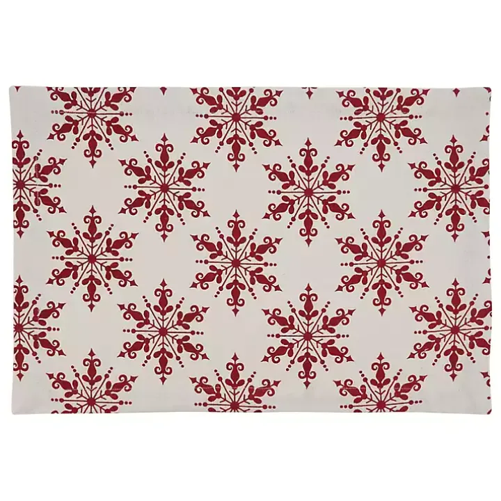 Red Snowflake Christmas Placemats, Set of 4