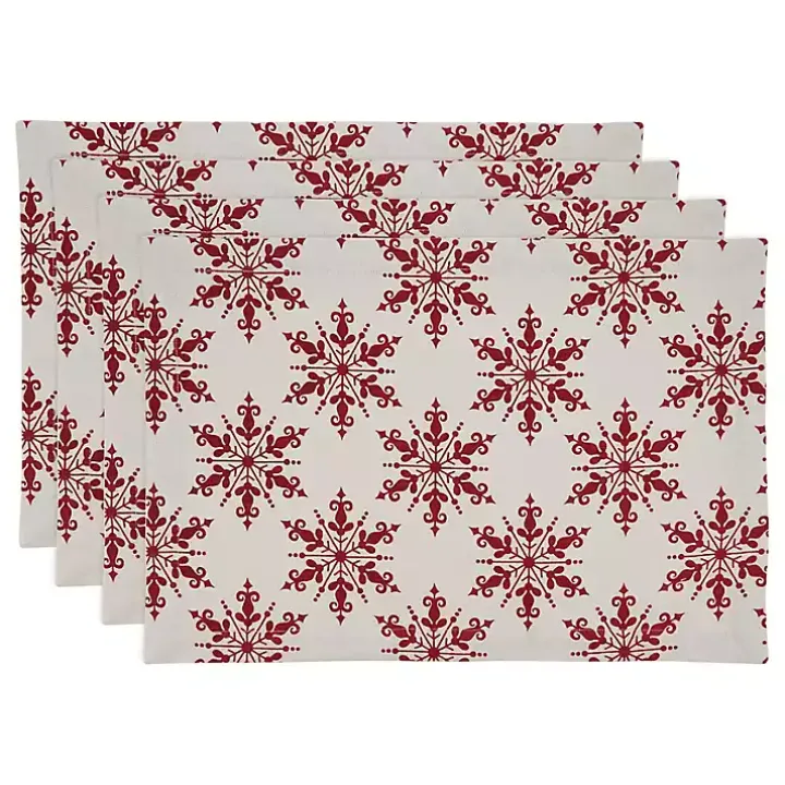 Red Snowflake Christmas Placemats, Set of 4
