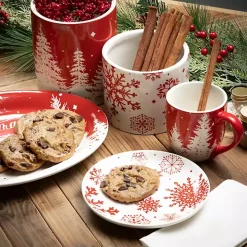 Red Snowflake Plates, Set of 4