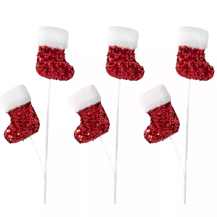 Red Stockings Christmas Stems, Set of 3