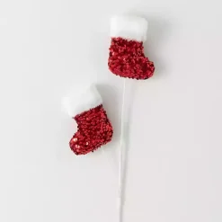Red Stockings Christmas Stems, Set of 3