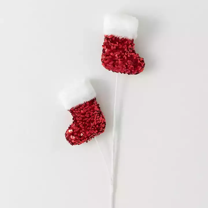 Red Stockings Christmas Stems, Set of 3