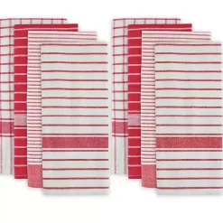Red Stripe Kitchen Towels, Set of 8