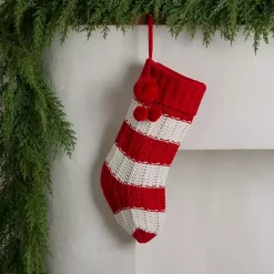 Red Striped Knit Christmas Stocking
