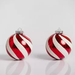 Red Swirl 4 in. Tree Ornaments, Set of 2