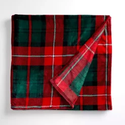 Red Tartan Plaid Plush Throw