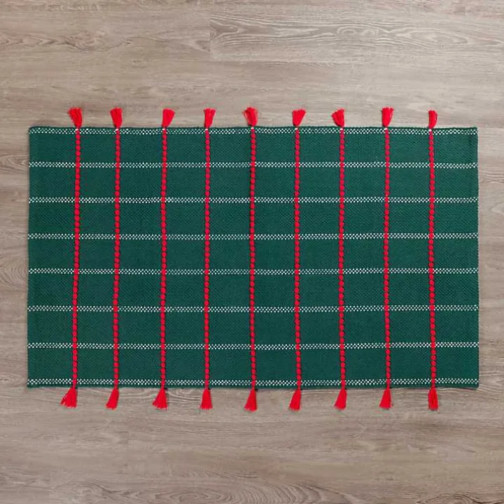 Red Tassel Christmas Scatter Rug