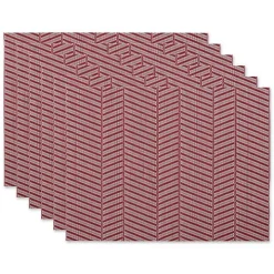 Red Textured Twill Weave Placemats, Set of 6
