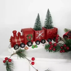 Red Train Decoration with LED Trees