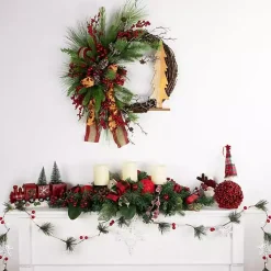 Red Train Decoration with LED Trees