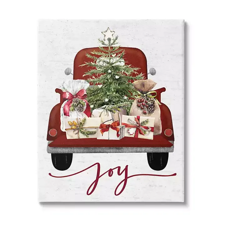 Red Truck Christmas Joy Canvas Art Print