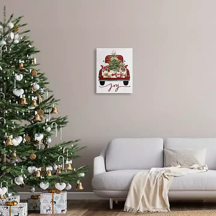Red Truck Christmas Joy Canvas Art Print