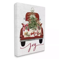 Red Truck Christmas Joy Canvas Art Print