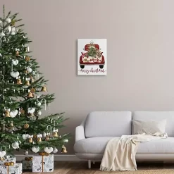 Red Truck Merry Christmas Canvas Art Print