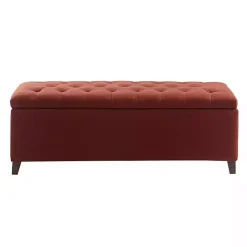 Red Tufted Shandra Storage Bench