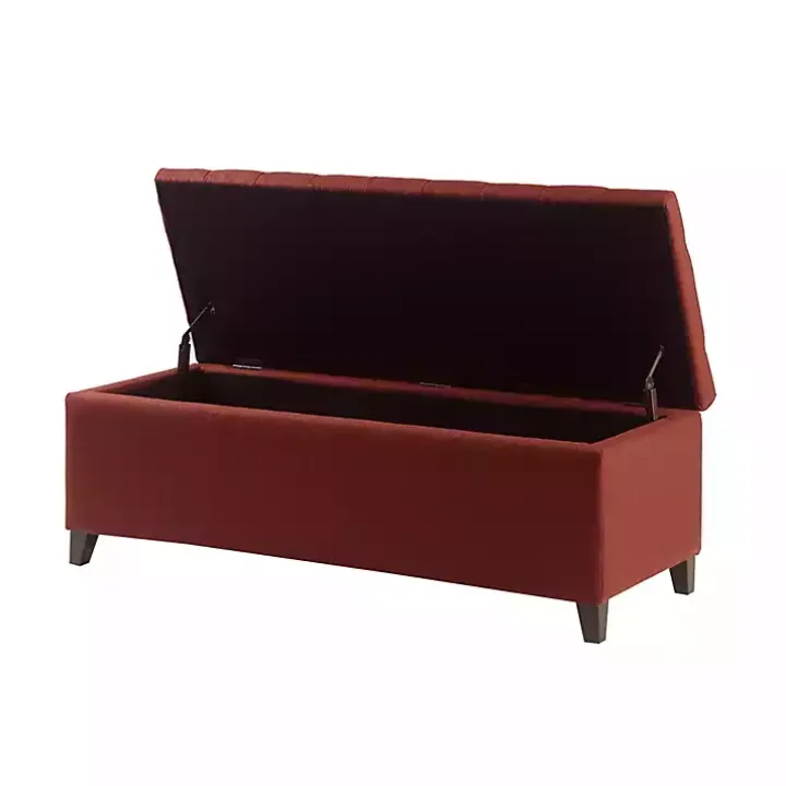 Red Tufted Shandra Storage Bench