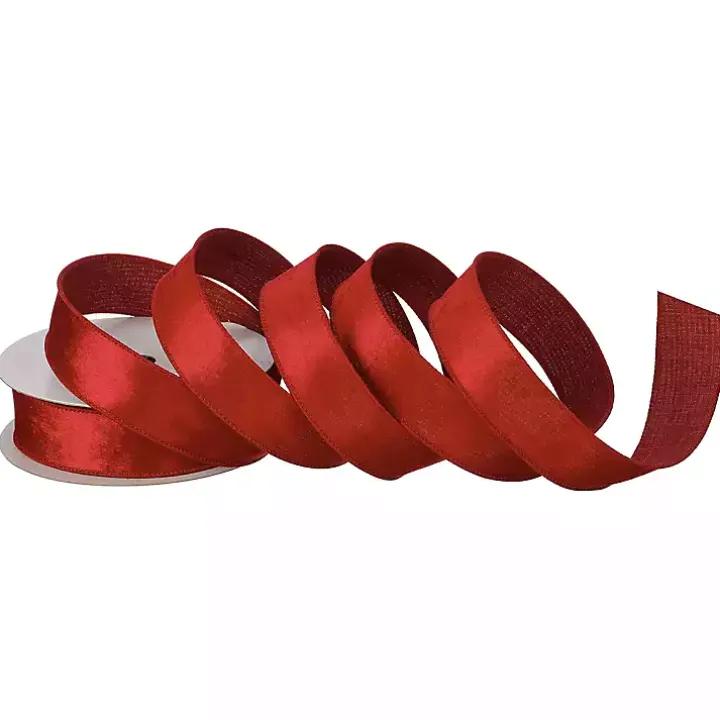 Red Velvet Dupioni 10 yard Christmas Ribbon
