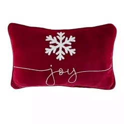 Red Velvet Joy Snowflake Lumbar Pillow