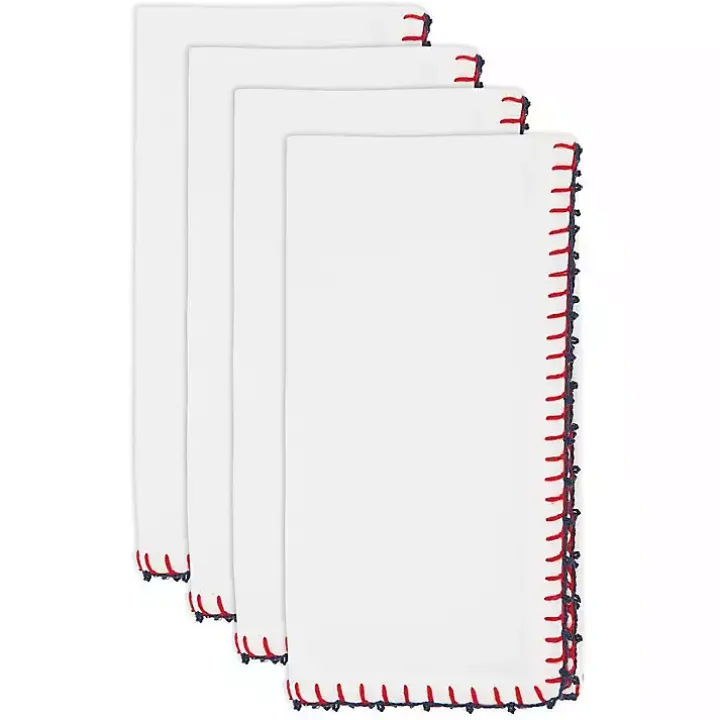 Red Whipstitch Napkins, Set of 4