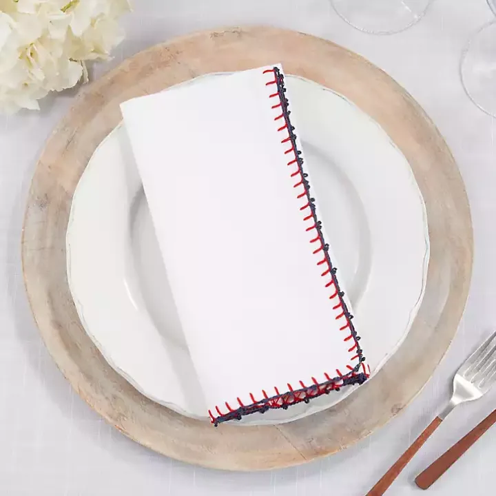 Red Whipstitch Napkins, Set of 4