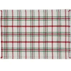 Red Wide Plaid Christmas Placemats, Set of 4