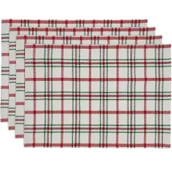 Red Wide Plaid Christmas Placemats, Set of 4