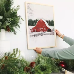 Red Winter Barn Framed Art Print
